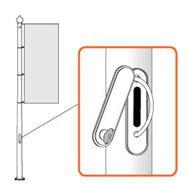 BANNER BAR LOCK/SLĒDZENES karoga pacelšanas sistēma vertikālai izvietošanai